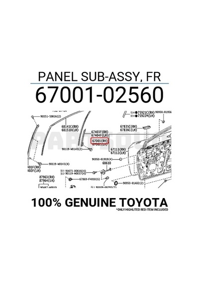 Kapı Corolla 2019 Sonrası Ön Sağ Oem No:6700102560
