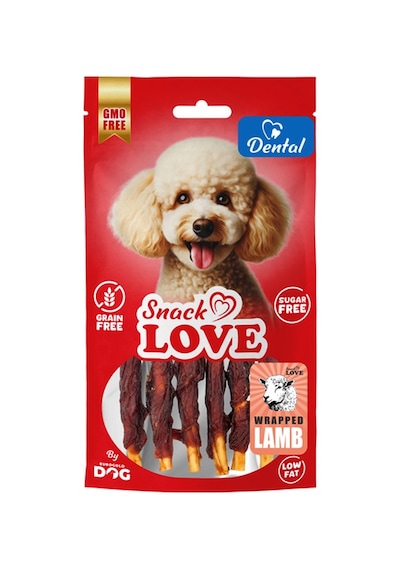 Snack - 655 - Love Köpek Ödülü Dental Ve Eğitim Burgulu Çubuk Üzerine Sarılı Kuzu Eti 10 Cm - Spt-gld - 70 Gr