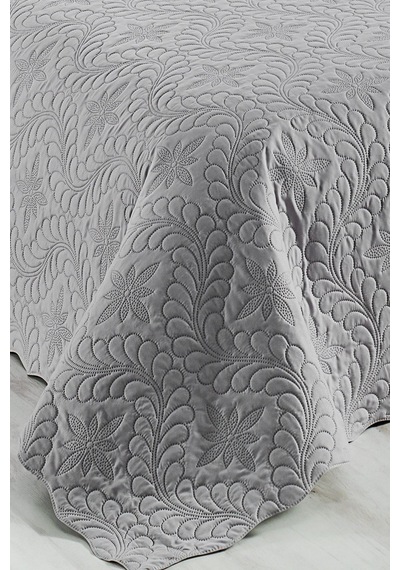 İvy Gri Çift Kişilik Microfiber Kapitone Yatak Örtüsü Nocolor-fed22383
