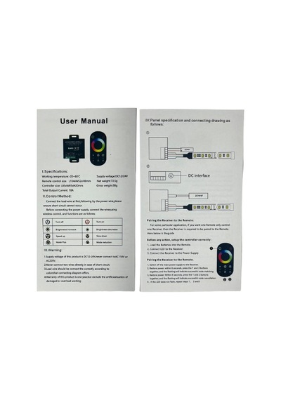 Cob Rgb Şerit Led Set Dokunmatik Kontrollü 360/1m Ledli 5 Metre Plastik Adaptör