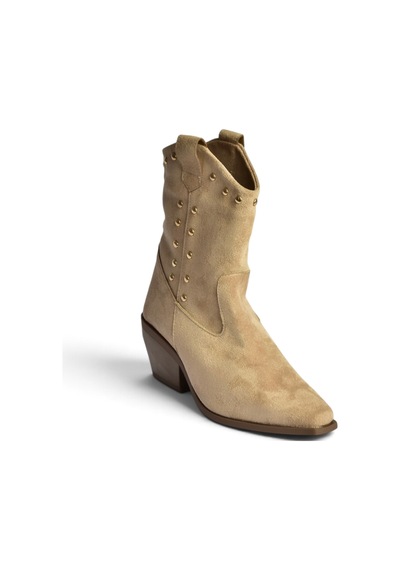 Fox Shoes Z920477302 Vizon Süet Kalın Topuklu Kovboy Model Kadın Bot