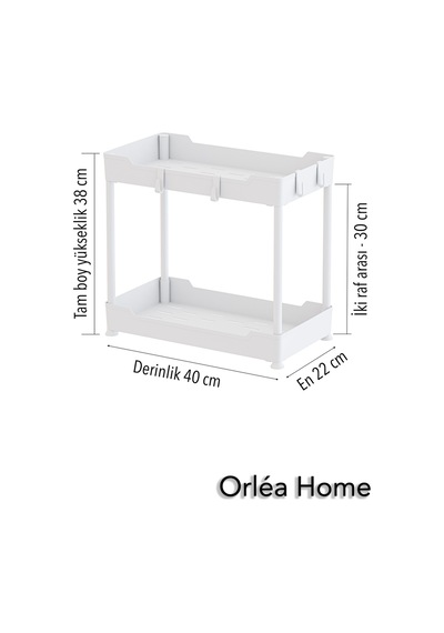 Beyaz 2 Katlı Düzenleyici Mutfak Ve Banyo Rafı