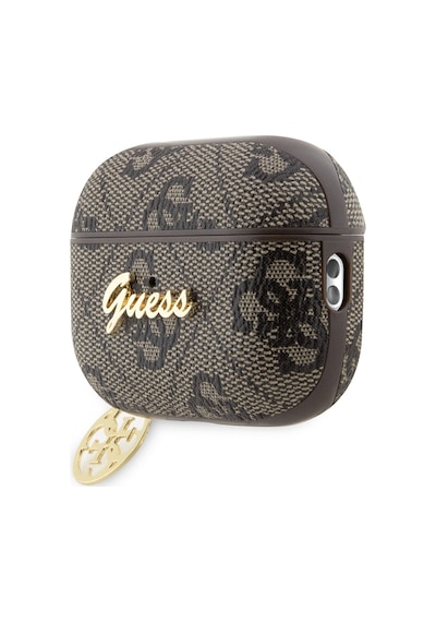 Airpods Pro 3 Uyumlu Kılıf Guess Lisanslı 4g Desenli Metal Script Logolu 4g Charm Kahverengi