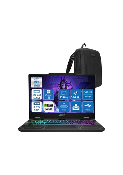 MSI Cyborg 15 B13WFKG-490XTRH20 i7-13620H 40 GB 4 TB SSD RTX5060 15.6" W11H Dizüstü Bilgisayar + Çanta