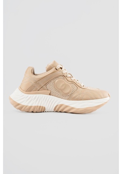 Mubiano Kadın Sneaker Kalın Tabanlı Bağcıklı Spor Ayakkabı Ravix Bej Bej
