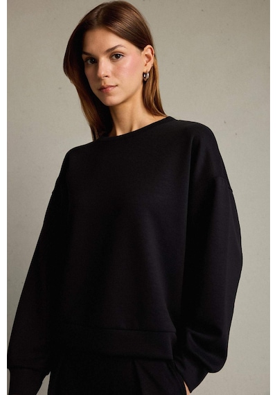 Defacto Bisiklet Yaka Modal Sweatshirt G2913ax25aubk81 Siyah