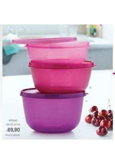 Tupperware Mucize Şeker Kaplar 3 Lü Saklama Kabı Mor