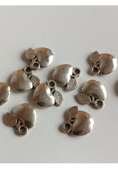 Elma Metal Çinko Alaşım Kolye Ucu 11x2mm 10 Adet Gri Çok REnkli