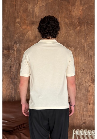 Erkek %100 Pamuk Düğmeli Polo Yaka T-shirt Sarı