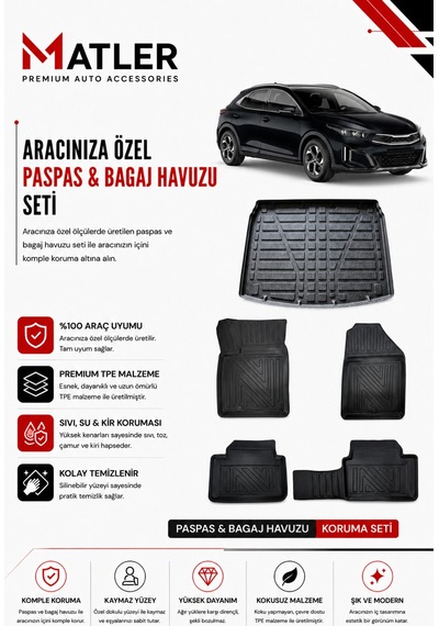 Kia Xceed 2020 Model 4d Ekstra Havuzlu Paspas Ve Bagaj Havuzu Set