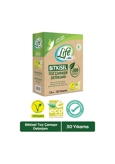Life by Fakir %100 Bitkisel Bazlı Doğal Toz Çamaşır Deterjanı 30 Yıkama 1500 G
