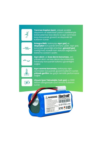 Rowenta Explorer Serie 20 Uyumlu Batarya Ultra Yüksek Kapasite 3200mah Pil Robot Süpürge Bataryası