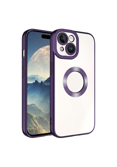 Apple Uyumlu iPhone 15 Kılıf Kamera Korumalı Logo Gösteren Omega Kapak
