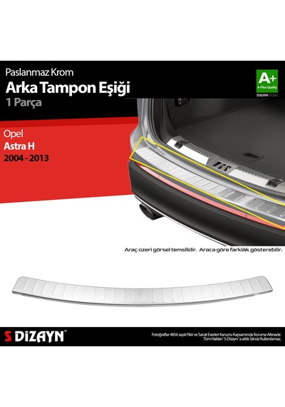 S-dizayn Opel Astra H Station Wagon Krom Arka Tampon Eşiği 2004-2013