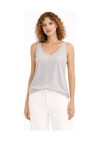 Fashion Friends Regular Fit V Yaka Simli Atlet Bayan Atlet 26y0292k1 Gri