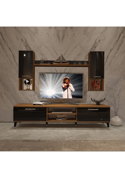 Decoraktiv Eko 5da Mdf Dvd Silver Tv Ünitesi Tv Sehpası Ceviz - Siyah