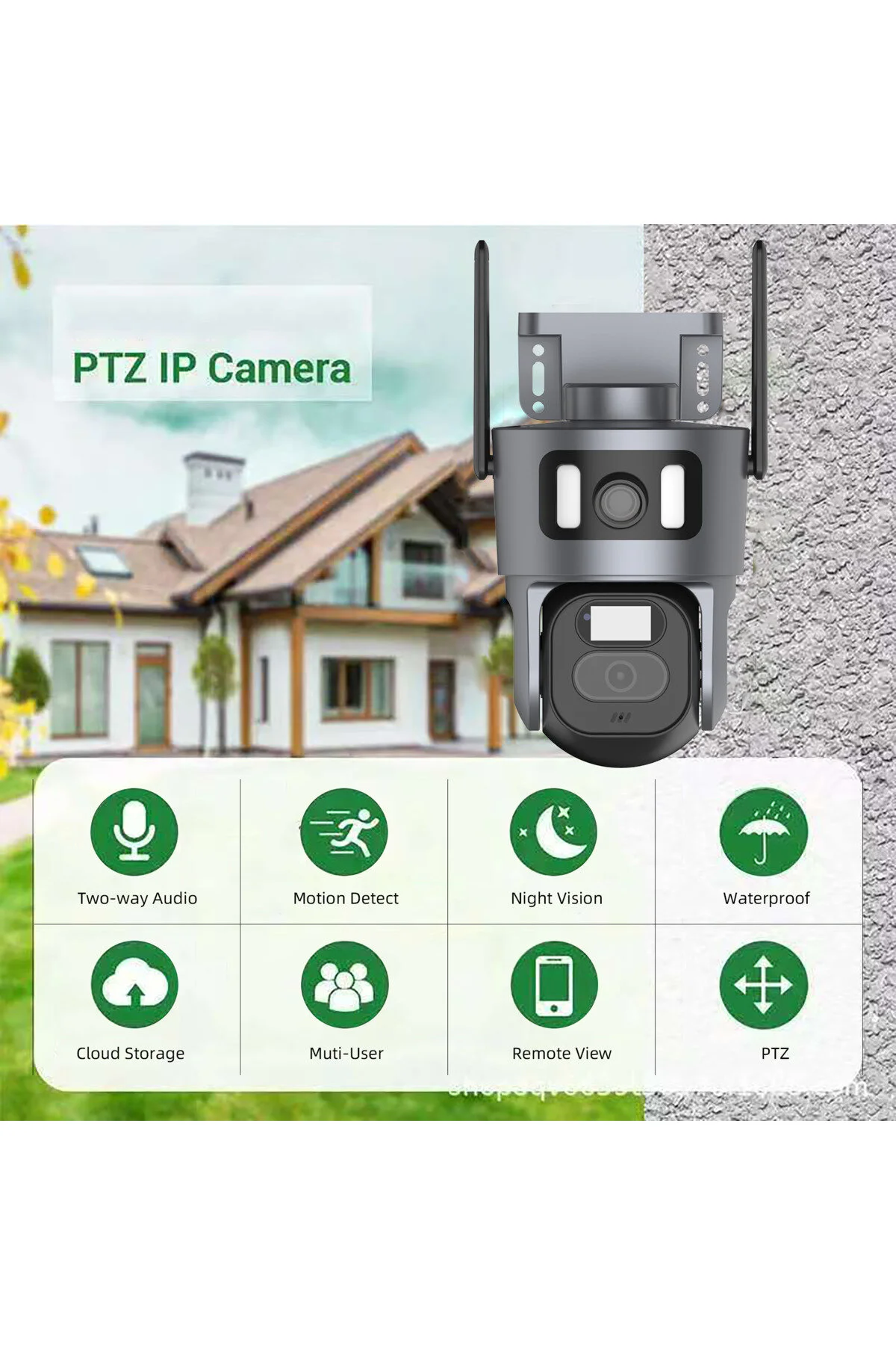 Shufa Çift Görünümlü Akıllı Wi-fi Kamera Dış Mekan, Su Geçirmez, Gece Görüşü, Mobil Uzaktan İzleme