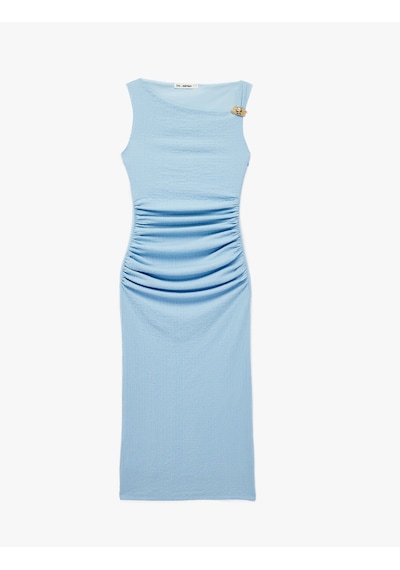 Koton Asimetrik Yaka Metal Aksesuarlı Kolsuz Drapeli Bodycon Maxi Elbise Mavi 6sal80067ık Mavi Koton Asimetrik Yaka Metal Aksesuarlı Kolsuz Drapeli Bodycon Maxi Elbise Mavi 6sal80067ık Mavi