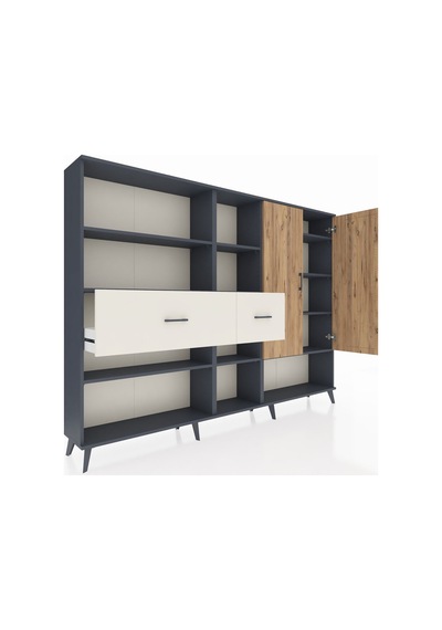 Arges Dolap 10 Raflı 2 Çekmeceli 2 Kapaklı 220x30x163 Antrasit-ça Antrasit-çam/aytaşı Arges Dolap 10 Raflı 2 Çekmeceli 2 Kapaklı 220x30x163 Antrasit-ça Antrasit-çam/aytaşı