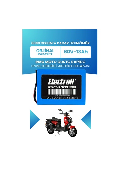 Rmg Moto Gusto Rapido Batarya Standart Kapasite Lifepo4 60v 18ah Elektrikli Motosiklet Bataryası
