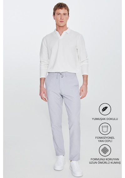 AC&Co / Altınyıldız Classics Erkek Koyu Grı Slim Fit Dar Kesim Beli Bağlamalı Çizgili Yan Cepli Casual Jogger Pantolon Koyu Gri AC&Co / Altınyıldız Classics Erkek Koyu Grı Slim Fit Dar Kesim Beli Bağlamalı Çizgili Yan Cepli Casual Jogger Pantolon Koyu Gri
