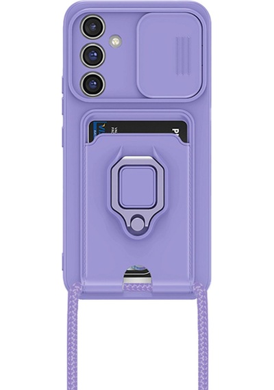 Newface Samsung Uyumlu Galaxy A05s Kılıf Zuma Kartvizitli Yüzüklü Silikon - Lila lila