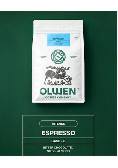 Olwen Espresso Çekirdek Kahve Kahve Base 3 - 1 Kg Bitter Çikolata, Fındık, Badem