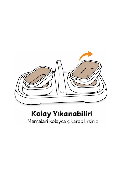 Premium Çıkarılabilir Hazneli Kedi & Köpek Çift Bölmeli Mama Ve Su Kabı