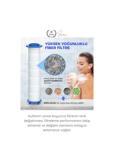 Filtre 2 Adet Duş Başlığı Filtresi Kireç Klor Pas Önleyici Yedek Filtre Seti Pamuk Su Arıtma Kartuş Standart