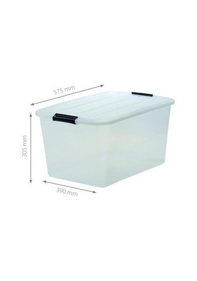 Kapaklı Plastik Saklama Kutuları, 45l, 6'lı Set, Şeffaf