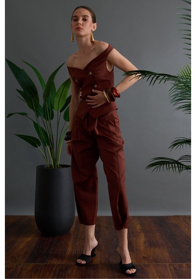 Rebellion Nicola Wool Pants Kahverengi
