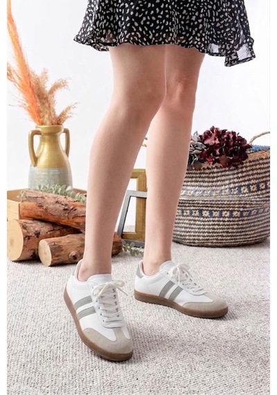Mcaserıng Unisex Kadın Erkek Spor Ayakkabı Sneaker Krem Beyaz Bej - Beyaz