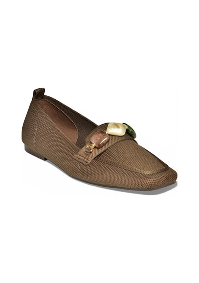 Fox Shoes Y820400304 Kahverengi Triko Kumaş Boncuk Detaylı Kadın Babet Kahverengi