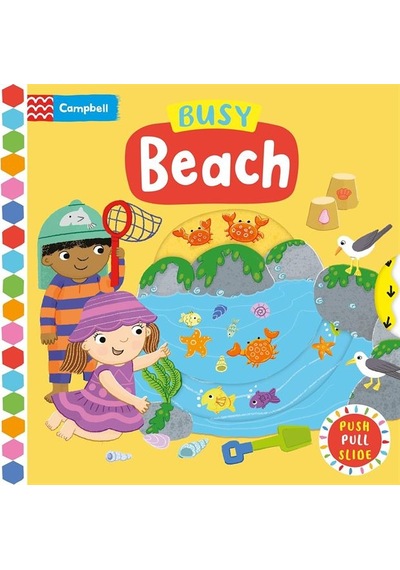 Busy Beach A Push, Pull, Slide Book Ciltli Campbell Books