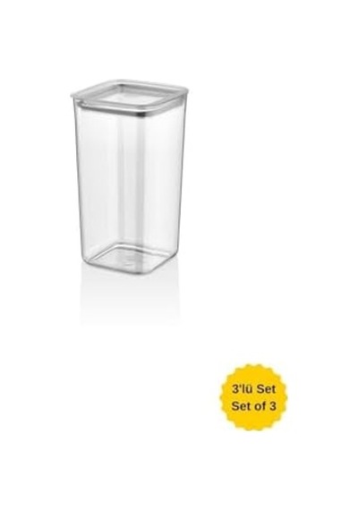 Sude Kare Saklama Kabı 3 X 1200 Ml, Şeffaf