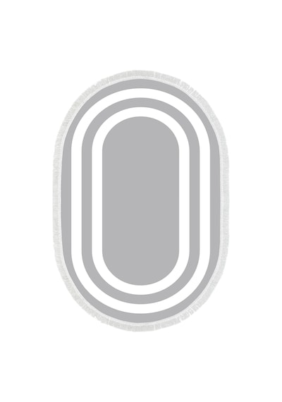Eko Trend Djt Banyo Paspası Yıkanabilir Kaymaz Taban 2229m Oval Bordürlü Gri Beyaz