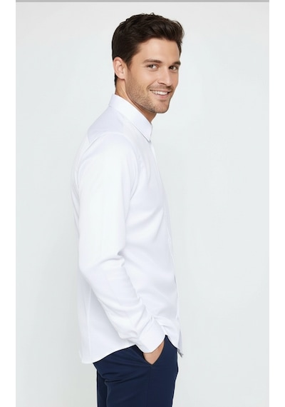 Yxc Trend Maker Slim Fit Uzun Kollu Kolay Ütü Teri Emen Nefes Alan Doku Kravatlık Dört Mevsim Erkek Gömlek Beyaz Yxc Trend Maker Slim Fit Uzun Kollu Kolay Ütü Teri Emen Nefes Alan Doku Kravatlık Dört Mevsim Erkek Gömlek Beyaz