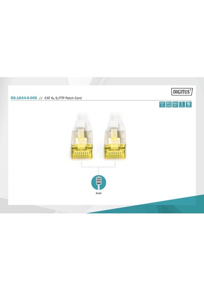 Dıgıtus 0.5metre Cat7 Cat6a S-ftp Dk-1644-a-005 Gri Patch Kablo 10'lu Paket