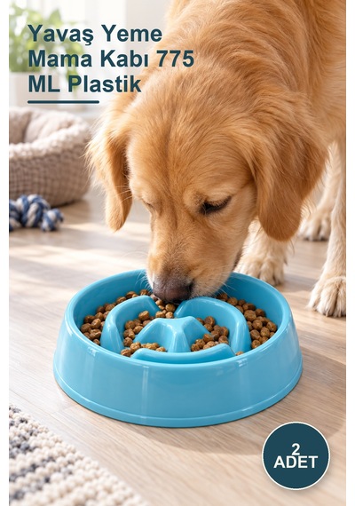 2 Adet Yavaş Yeme Mama Kabı 775 Ml Plastik