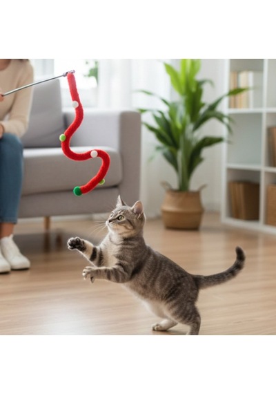 10 Adet Süs Tasarımlı Kedi Oltası Esnek Çubuklu