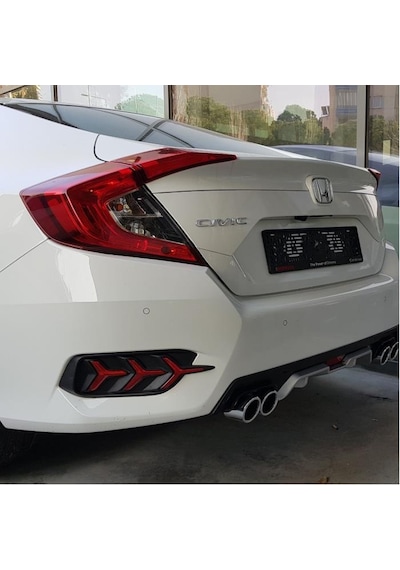 Honda Civic Fc5 2016 - 2021 Difüzör 4 Egsoz Görünümlü Gri