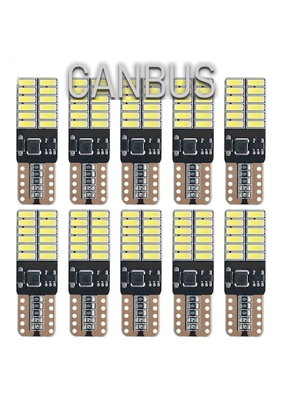 10 Adet T10 Led Park Plaka Tavan Ampulü 24 Ledli Beyaz Sadece 12 Volt Araçlar