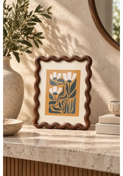 Akasya Ahşap Çerçeve 20x25 Cm Dalgalı Tasarım Doğal Masif Fotoğraf Ve Poster Çerçevesi