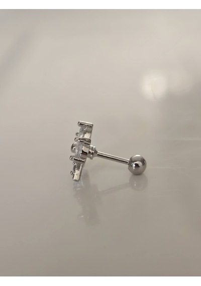 Fiyonk Kurdela Model Kıkırdak Piercing Tragus Helix Silver Gümüş Renk Küpe Silver