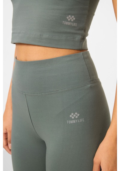 Tommylife Çağla Yüksek Bel Kapri-crop Atlet Slim Fit Kadın Tayt Takım - 95284
