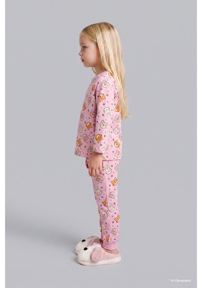 Defacto Desenli 2li Pijama Takımı Kız Bebek I3902a526auer105 Ekru-er105