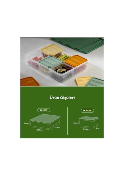 6 Bölmeli Kahvaltılık-buzdolabı Düzenleyici Seti 7 Parça 3,5 Lt + 6x350 Ml Şeffaf Bpa Free Kapaklı Saklama Kabı Organizer Çok Renkli