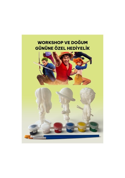3d One Piece Figür Boyama Seti - Kendin Boya Hobi Ve Etkinlik Seti - Akrilik Boya + 6 Fırça