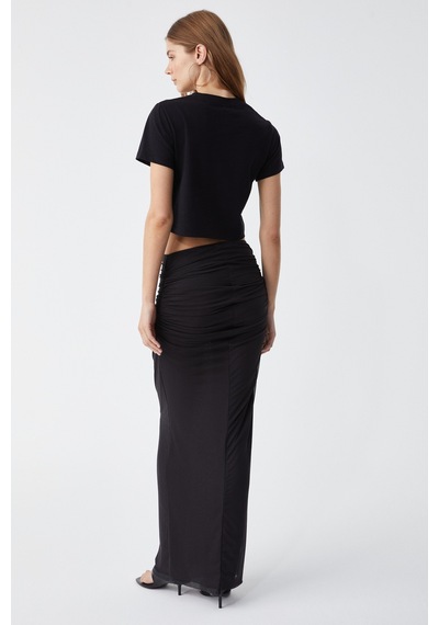 ETHIQUET BE VETH Kadın Bisiklet Yaka Oversize Siyah T-Shirt