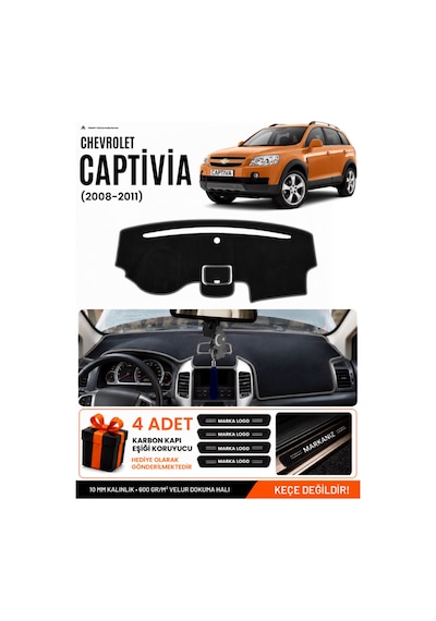 Chevrolet Captiva 2008-2011 Uyumlu Torpido Örtüsü, Torpido Kılıfı - Siyah Gri